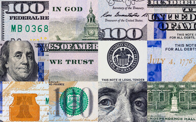 100 dollar US with a portrait of Benjamin Franklin. Money of the United States of America.