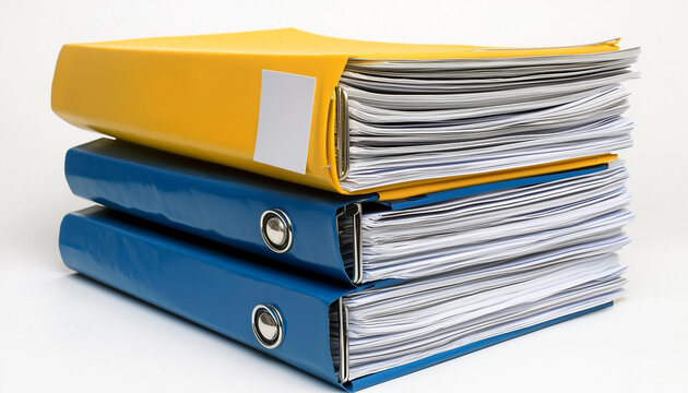 Office folders on white background