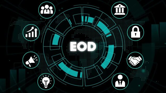 End of Day E O D Business Concept with Infographic and Graphs