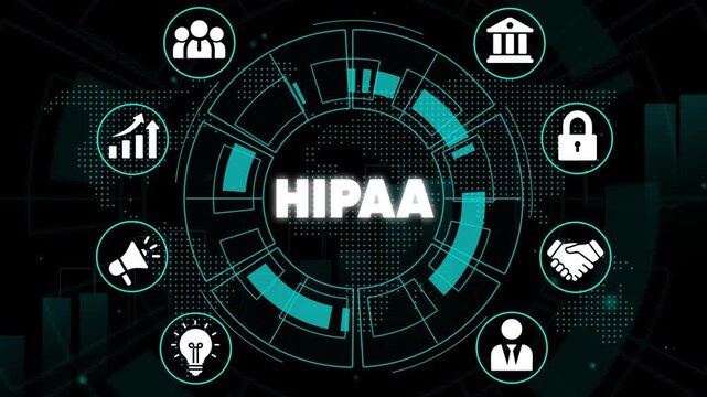 H I P A compliance infographic with representing healthcare security and privacy regulations HIPAA medical