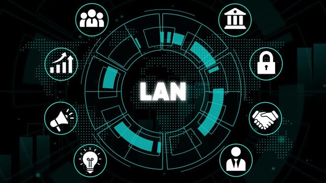 Local Area Network L A N Concept with Business and Technology business network cybersecurity