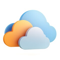 A colorful illustration of three clouds in different shades and sizes