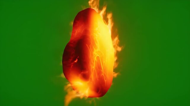 Blazing Fireball Animation on Green Background