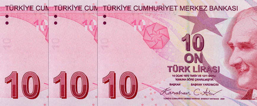Banknote 10 Lirasi Turkey. Paper Money of Turkey.