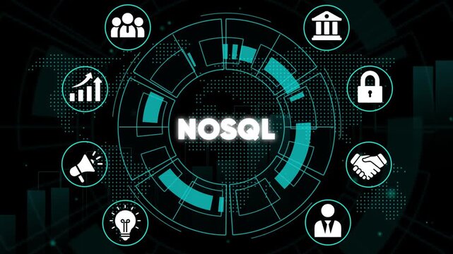 No S Q L database concept with various representing data management and security NoSQL technology