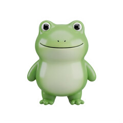 Fototapeta premium A smiling green frog figurine isolated on transparent background
