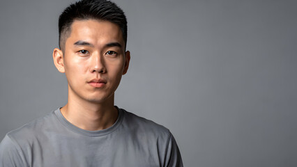 Fototapeta premium Short Hair Men Portrait After Haircut Studio