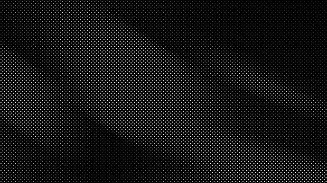 Animated abstract technology random dots and grid 4K on black background. Loop background. Led halftone and moire effect	