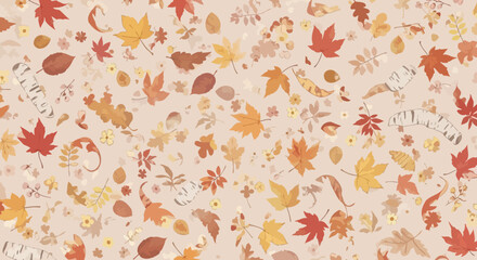 Fototapeta premium Autumn leaves seamless orange and yellow maple pattern background