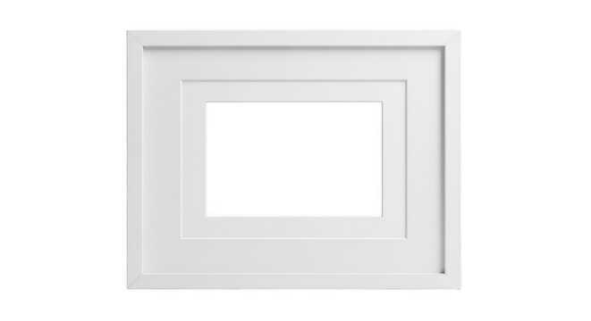 Clean white square picture frame with a double mat, isolated on a white background for displaying photos or artwork