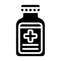 Fototapeta premium Pill Bottle Icon vector, Black silhouette icon vector 