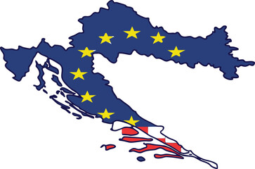 Croatia map europe day outline with european union flag stars