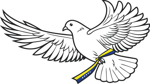 White dove flying with Bosnia and Herzegovina flag ribbon peace dove flying dove
