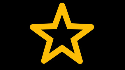 Fototapeta premium Simple Golden Yellow Outline Star Icon Graphic Symbol on Solid Black Background for Design Elements and Rating Concepts