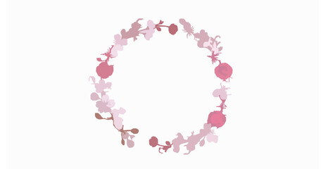 Spring Sakura Blossom Circular Frame with Flying Petals Cosmetic Beauty Vector