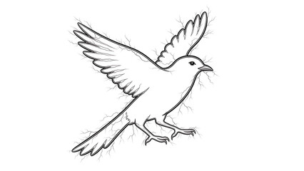 Obraz premium Black and white dove with cracked effect isolated on a transparent background