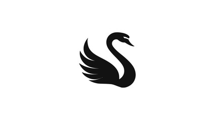 Elegant black swan silhouette illustration on a clean white background. Graceful minimalist bird symbol design.