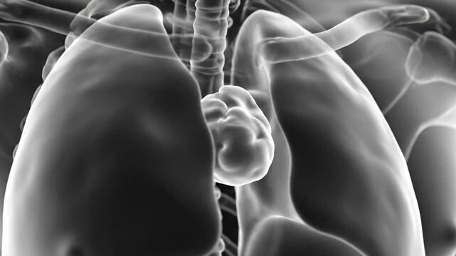 Detailed internal view of human chest with focus on thymus anatomy
