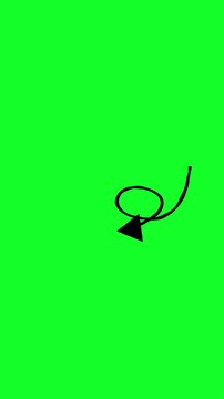 Curved Arrow Animated Line Drawing On Green Screen