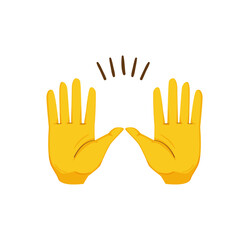 Obraz premium Vector illustration of two yellow hands with an excited gesture.