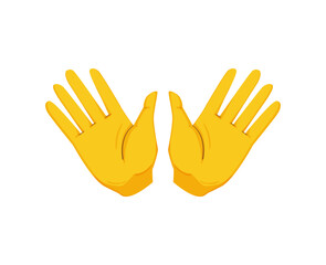 Obraz premium Vector illustration of two yellow open palms.