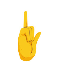Vector illustration of a yellow hand pointing upwards.