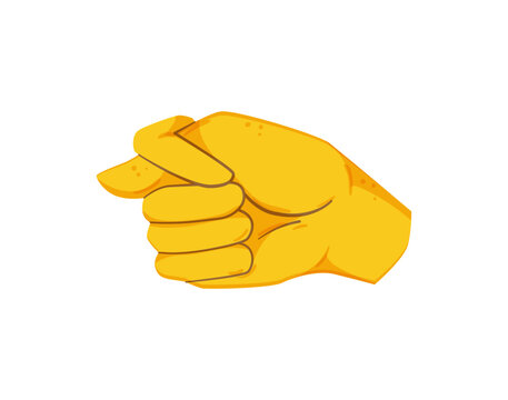 Vector illustration of a yellow hand making a fig sign gesture.