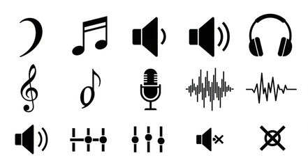 Collection of Music and Audio Icons and Symbols.