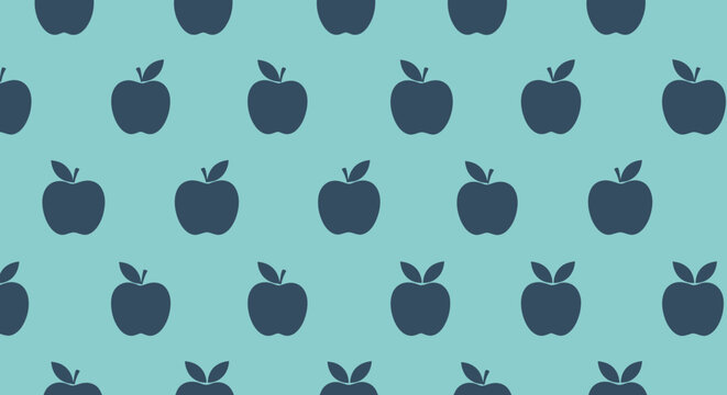 Dark blue apples on light blue background pattern