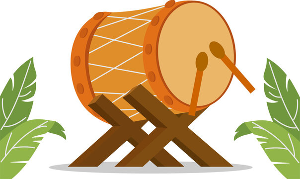 flat cartoon bedug islamic percussion for islamic celebration. traditional drum