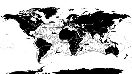 Global shipping routes map illustration. © arjuna davin