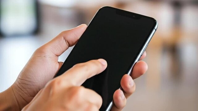 Close-up of a hand interacting with a smartphone screen.