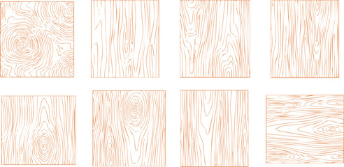 Set of wooden texture squares in various grain patterns