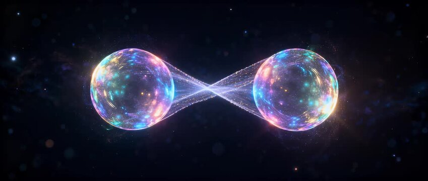 Quantum physics pure science energy light background abstract sphere entanglement glowing fantasy design cosmic connection particle wave pure science background quantum entanglement sphere energy