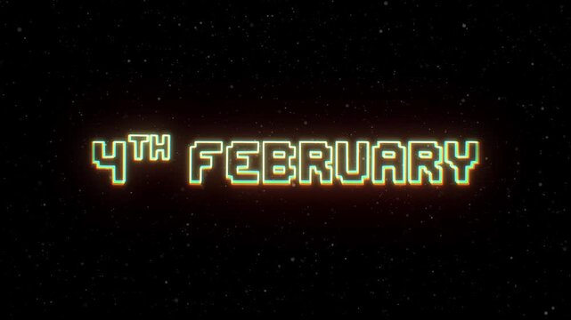 4th February Neon text with retro style
