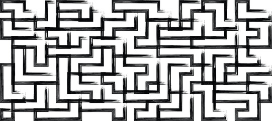 Intricate black and white maze pattern with interconnected paths