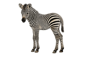 Fototapeta premium Zebra foal standing on transparent background