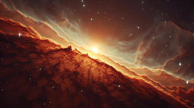 A new star forms inside a nebula cloud in space