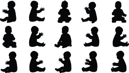 Set of silhouettes showing male workers digging with shovels and kneeling for construction and manual labor isolated on white background ©  creative rabbi