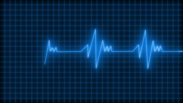 Sci-Fi Health Monitor Line Animation, Digital Heartbeat Waveform on Grid Background