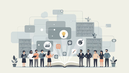 Obraz premium Diverse team discusses business ideas and knowledge sharing