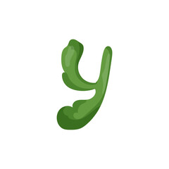 Vector illustration of a green letter Y with a glossy shape.