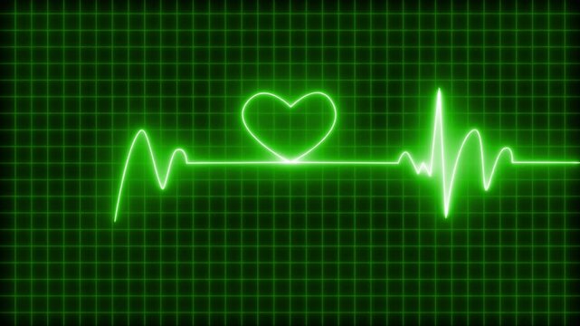 Electric Heartbeat Neon Wave Animation, Digital Heartbeat Graph with Number