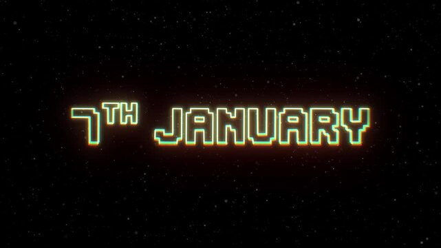 7th January Neon text with retro style