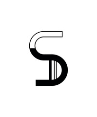 Fototapeta premium Vector illustration of the number five (5) in a creative linear style. This digit displays a distinctive split black and outline design, ideal for contemporary projects. Isolated on white background.