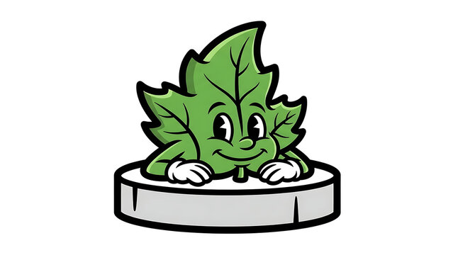 Cartoon cannabis leaf character on a coin illustration