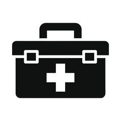 Obraz premium Black first aid kit icon on isolated, ui elements