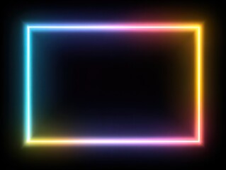 neon frame rectangle isolated on a black background