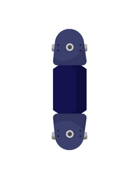 Vector illustration of a folded skateboard with multiple parts on a white background.