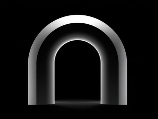 Fototapeta premium minimal arch portal shape isolated on a black background